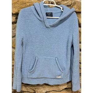 Women's Life Is Good Blue Hooded Fleece Long Sleeve Sweater Size Medium